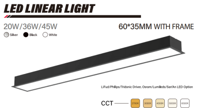 LED LINEAR LIGHT 60X35MM WITH FRAME 